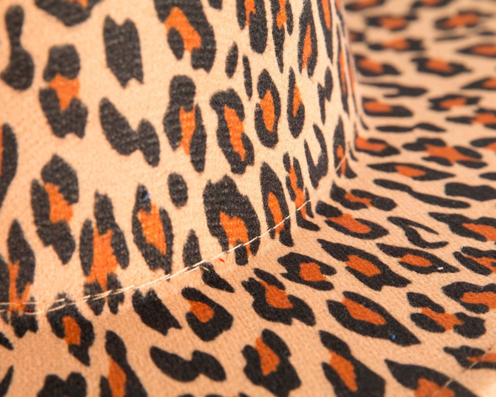 Leopard print flat brim fedora hat-3